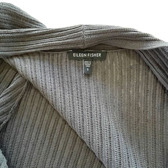 EILEEN FISHER Size Small Dark Gray Long Sleeve Open Pleated Accordion Cardigan - Picture 2 of 8
